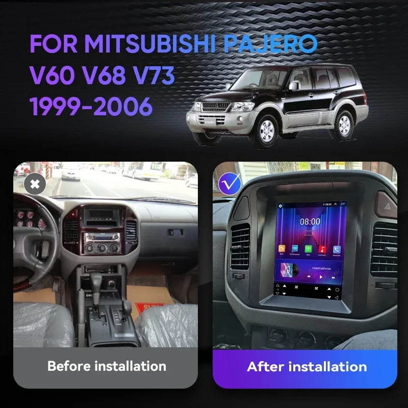 With Frame Car Radio For Mitsubishi Pajero V60 V68 V73 1999-2006 Multimedia Video Player Bluetooth Carplay Stereo GPS Head Unit