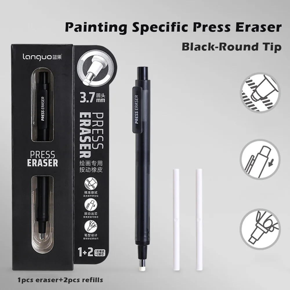 

Durable Refillable Press Eraser Set No Debris Press Mechanism Eraser Pen Highlight Eraser Artwork Highlighting