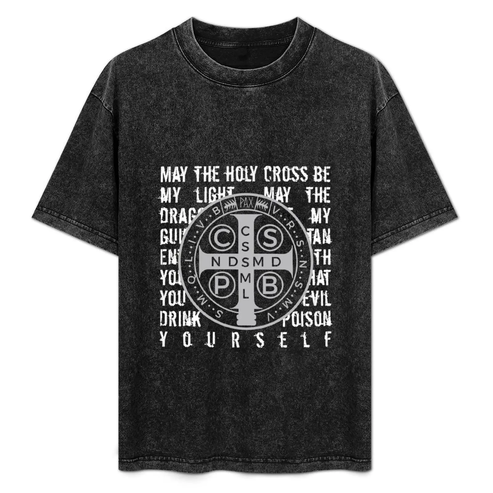 

Saint Benedict Prayer Catholic Religious Gifts T-Shirt Plus Size Summer Short Sleeve T-Shirt
