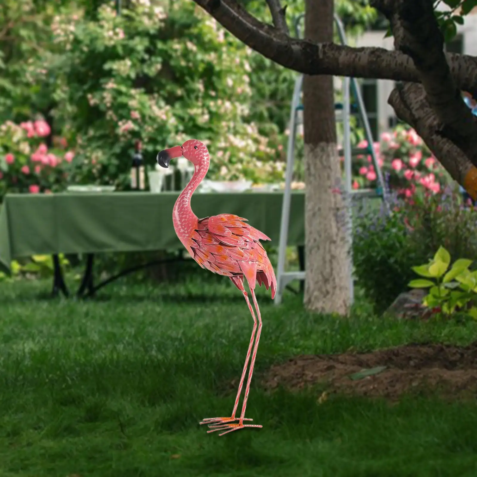 Metal Versatile Animal Figurines Gifts Pink Crafts Flamingo Statue for DIY Landscape Ornament Outdoor Courtyard Balcony Garden
