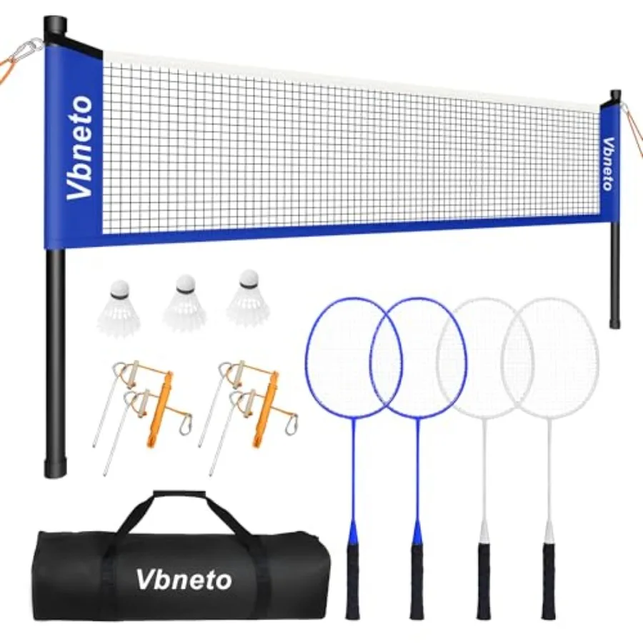 

Badminton Set, Portable Outdoor Anti-Sag System Official 20ft x 5ft Easy Setup Durable Net with 4 Rackets, 3 Shuttlecocks and C
