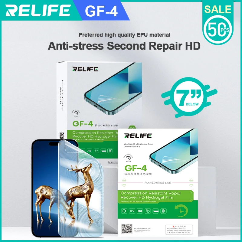 RELIFE GF-4 Pressure-resisstant HD Hydrogel Film with Recharge Code Protecting Phone Screen for Film Cutting Machines