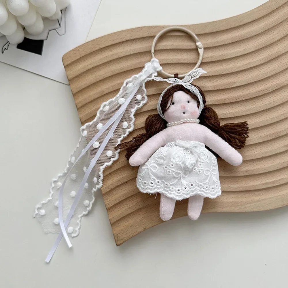 

Princess Girl Shaped Girl Doll Keyrings with Lace Florals Dress Bag Ornament Girl Shaped Doll Car Pendant Bag Key Chains Bag