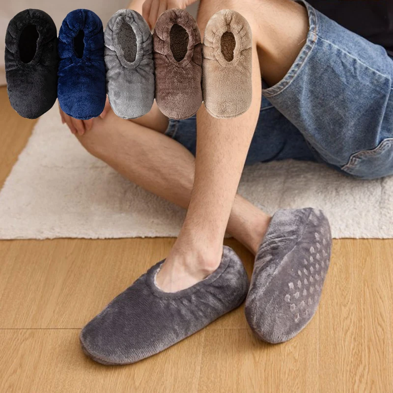 1 Pair Thermal Mens Slipper Socks Plus Size Fluffy Winter Warm Non-slip Floor Socks Comfortable Carpet Socks House Sleeping Sock