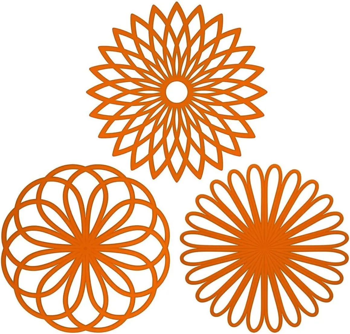 

Flexible Silicone Trivet Mat Set - Non-Slip Hot Pads for Pots & Dishes, Durable Large Coasters in Orange