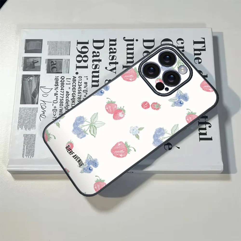 Djerf Summer Berries Print Avenue Phone Case For iPhone 16 15 14 13 12 11 PRO MAX PLUS Mini TPU Soft to  Skin-friendly case