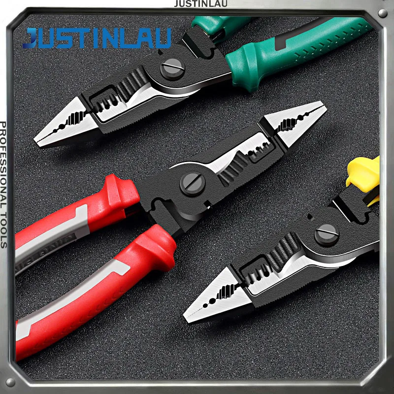 

Многофункциональные электрические клещи для зачистки проводов JUSTINLAU, 1 шт., универсальные ручные клещи, клещи для протяжки проводов, клещи для резки проводов