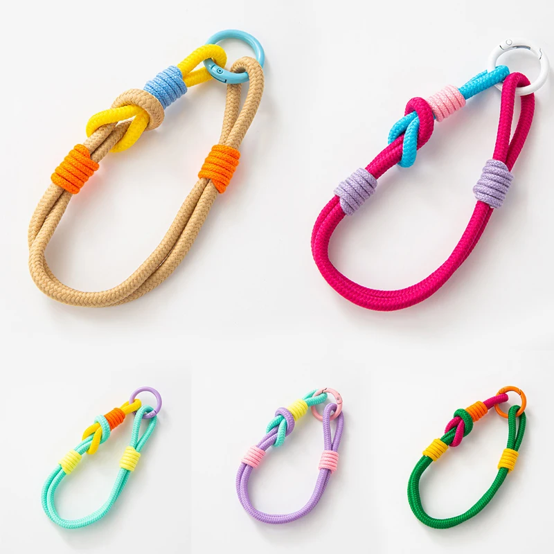 Stijlvolle Lanyard Fluorescerende Kleuren Tas Met Telefoonriem Gevlochten Strips Keycord Opknoping Broek Accessoires Sleutelhanger Pols Touw