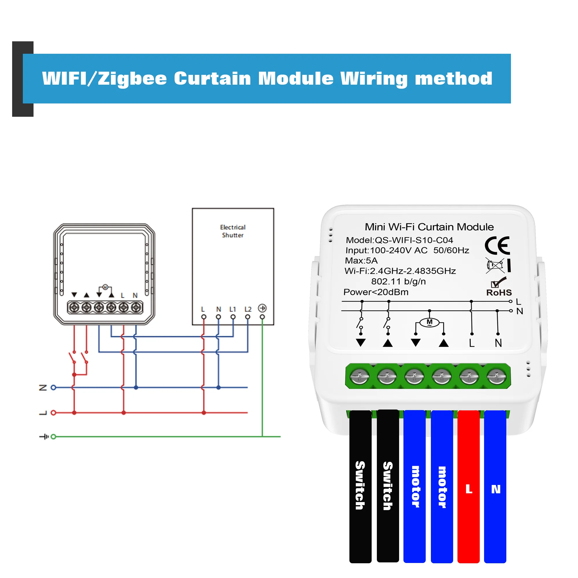 Tuya WiFi Zigbee Smart Curtain Switch Module for Roller Blinds Shutter Motor APP Control Work with Alexa Google Home Smart Life