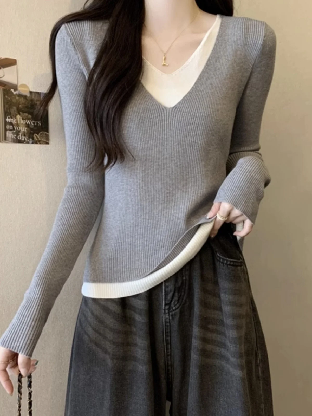 

plus Size V-Ne Knitted Sweater Women's Base Layer irt Korean Sle Autumn Winter Faionable Sweater for Plump Sister