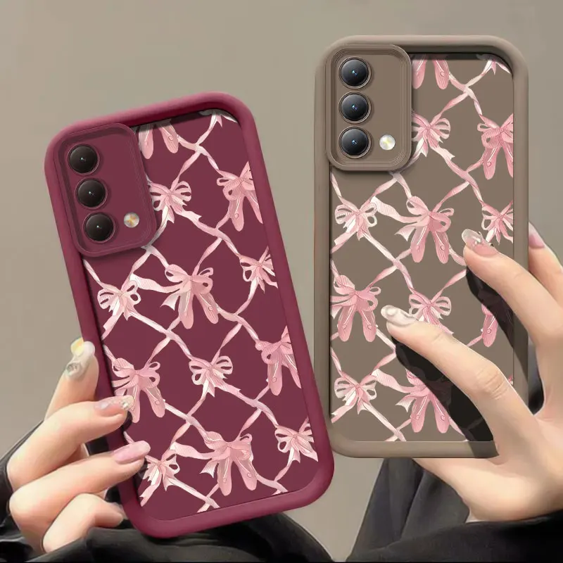 Casing pelindung lensa kamera, sarung HP untuk OnePlus 8T 10R 11 ACE2 3 Pink pita motif tahan guncangan silikon penutup lembut Funda