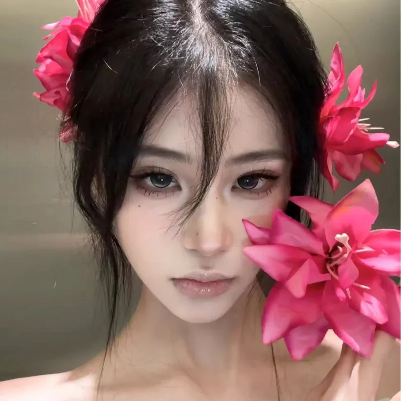 Retro Lily Flower Hairpin Valentine Headwear Girl Aesthetic Side Clip Hair Accessories Artificial Floral Hair Clip Festival Gift image 6