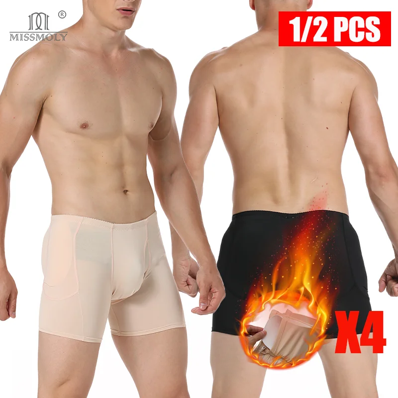 Men Padded Shorts 1/2PCS  Shapewear Boxer Hip Enhancer Compression Butt Lifter Slimming Body Shaper Sexy Underwear Control Panty