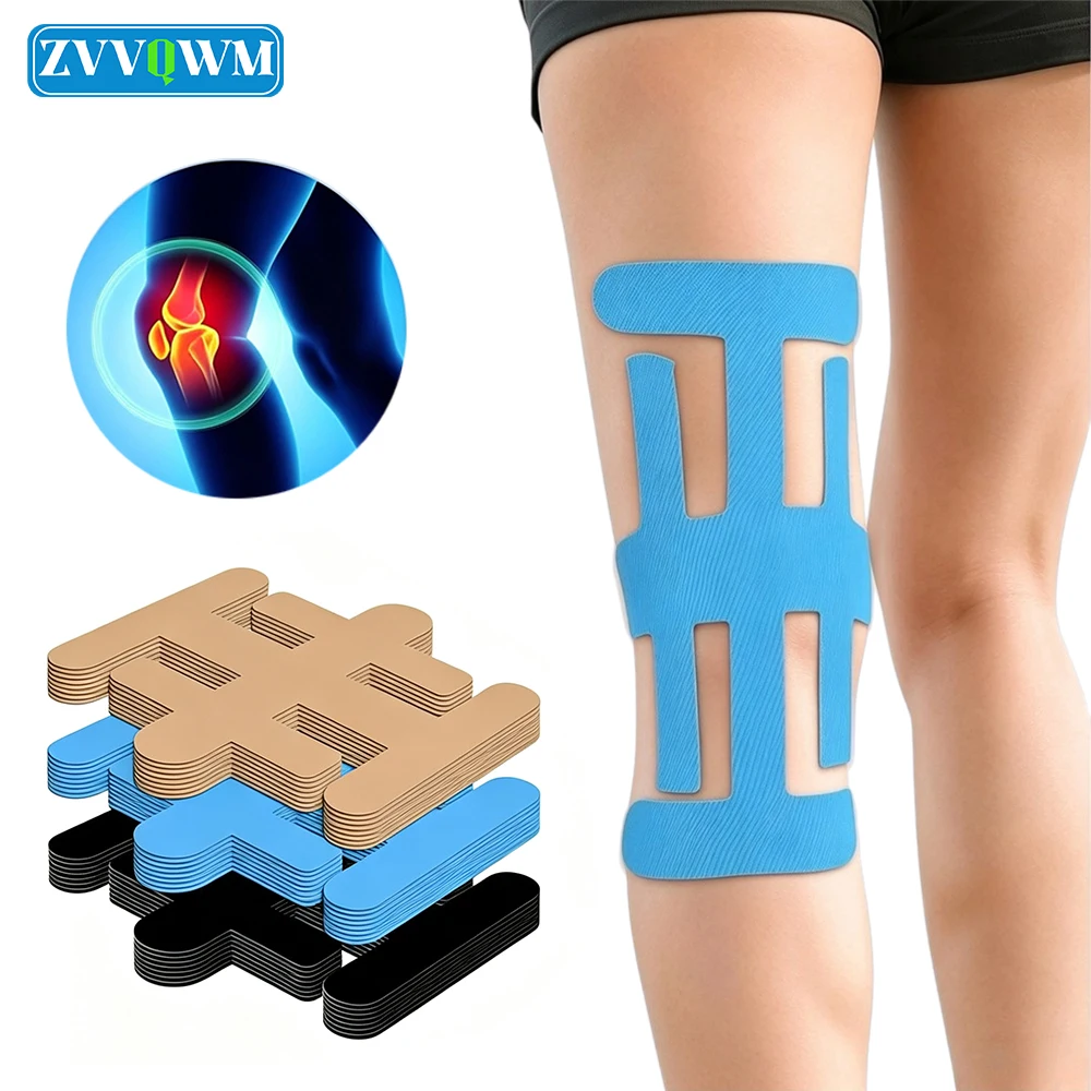 10–50 Stück vorgeschnittenes Kinesiologie-Kompressionstape für das Knie, elastische Knie-Stützbandage für Sport, Workout, Laufen und sportliche Zwecke