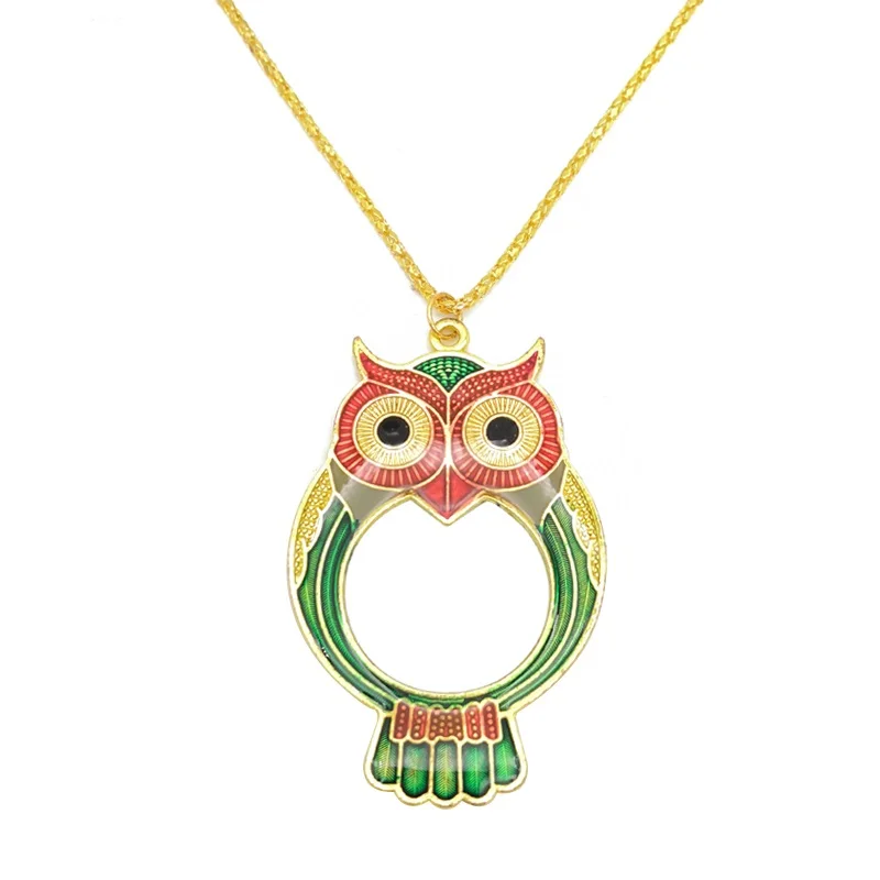 Necklace Magnifying Glass Reading Magnifie Lovely Owl Women Sweater Chain Magnifier Classic Noble Elegant Pattern MINI Size