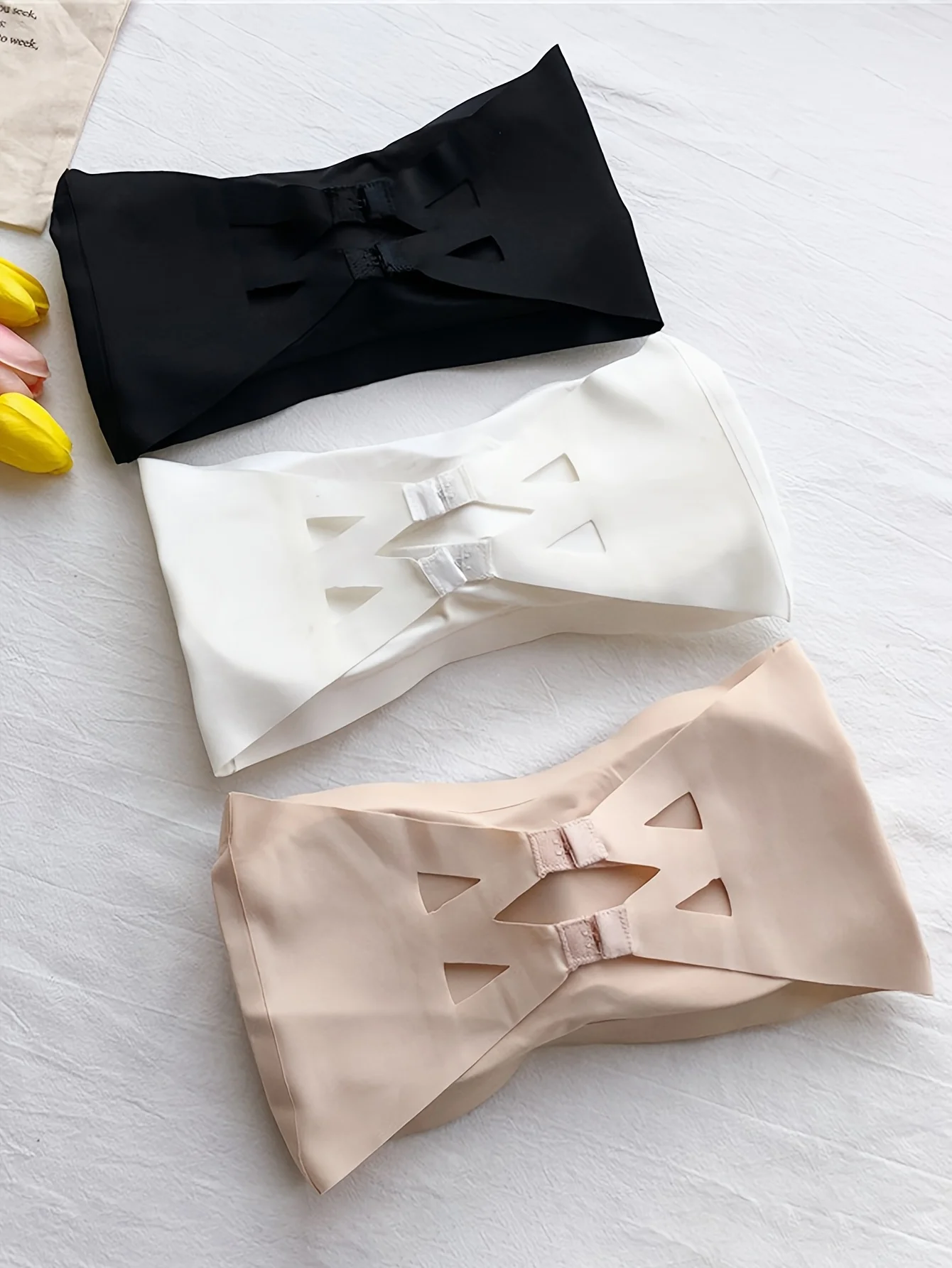 Biustonosz damski bez ramiączek, bezszwowy, typu bandeau, biustonosz tuba, wyściełany, bez fiszbin, niewidoczny bralet, oddychający, z jedwabiu lodowego, push-up, bielizna.