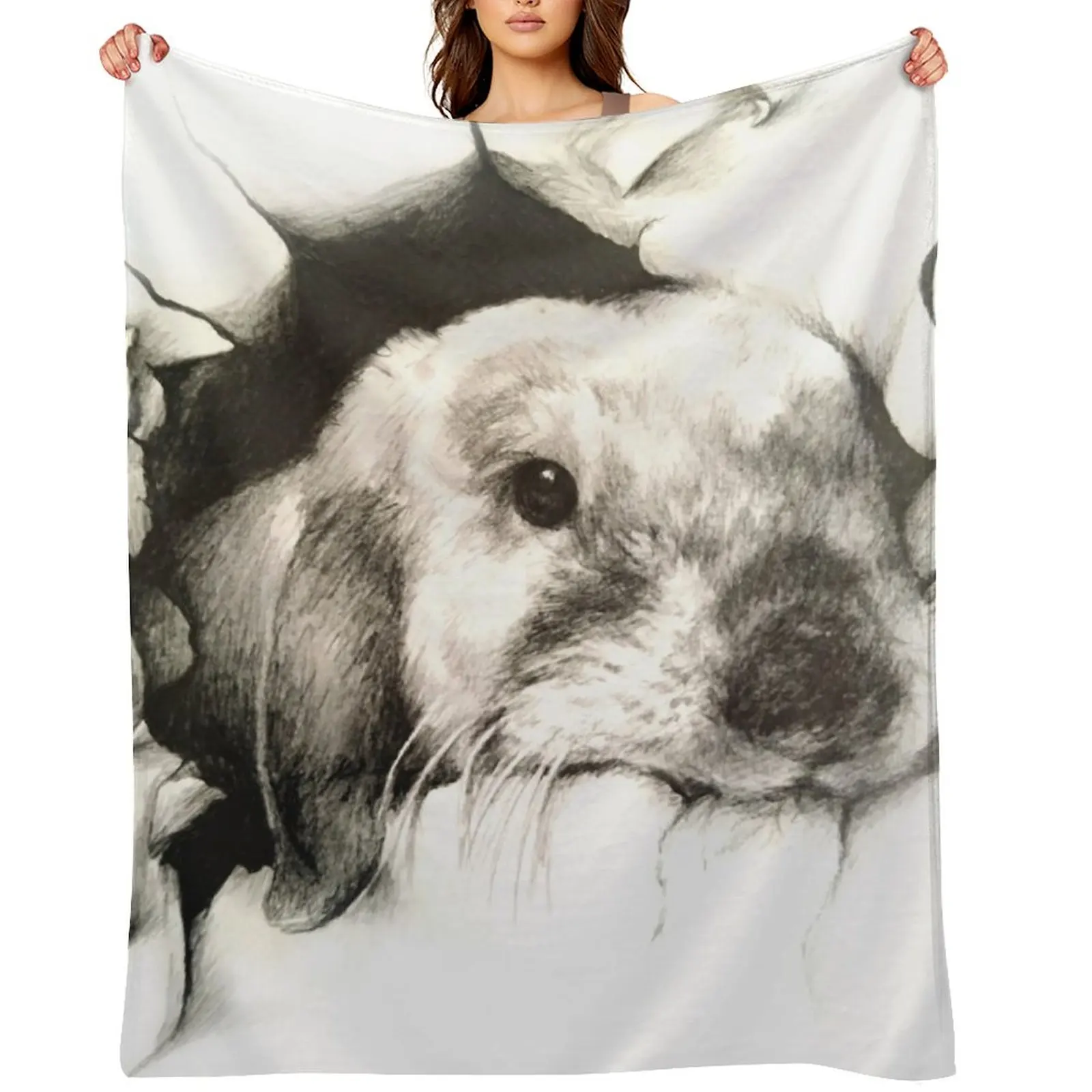 

3D rabbit drawing bunny destruction Throw Blanket For Decorative Sofa for winter Soft Big Multi-Purpose Blankets