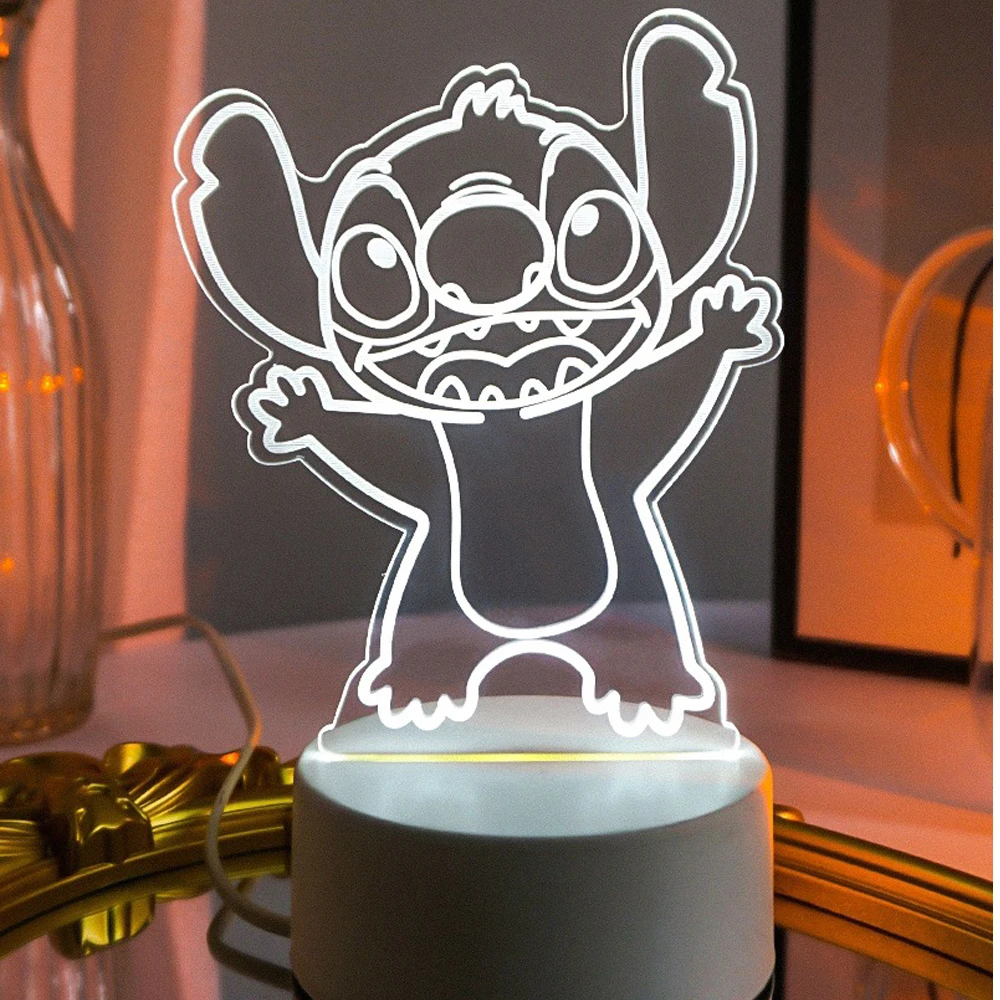 Disney Lilo & Stitch Led Light Figures Star Baby Usb Colorful Touch Remote Control 3d Desk Lamp Night Light Kids Birthday Gift