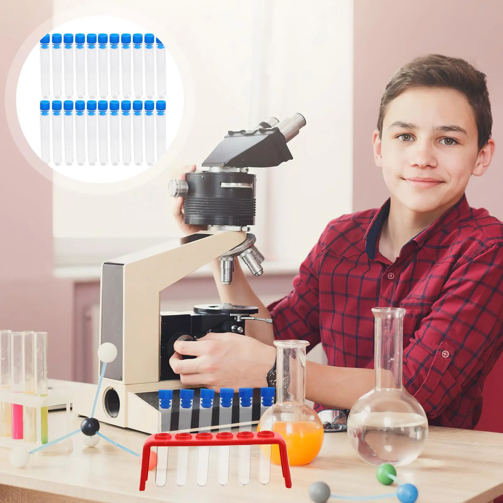 50 Pcs Laboratory Test Tube Tubes Liquid Container Sample with Lids Clear Chocolate Plastic