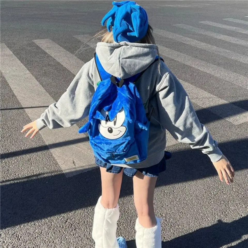 Pokemon Anime Cortoon Sonic Boy Plush Backpacks Large Capacity Backpack Student Schoolbag Mochilas for Boy Girls Kids peluches