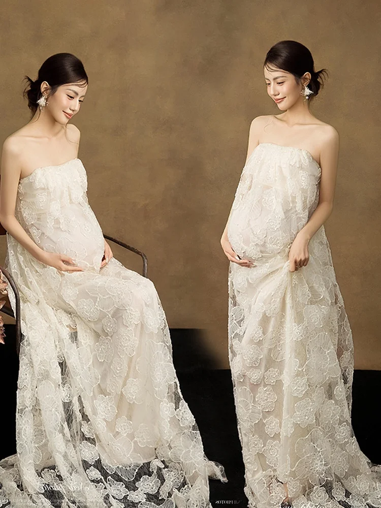 maternity-dress-lace-bustier-photography-studio-white-floral-artistic-photo-shoot-maternity-gown-by-yimei-fashion