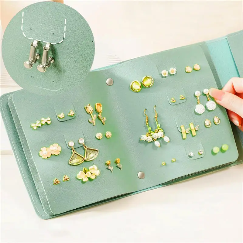 

Creative Book Shape PU Leather Earrings Storage Bag Earrings Studs Eadrops Organizer Portable Jwelry Storage Bag Large Capacity