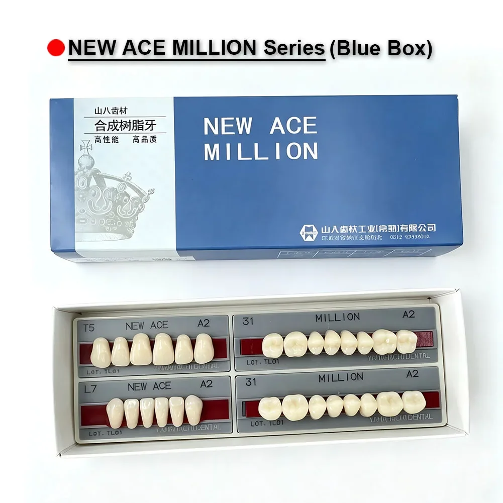Yamahachi Dental Synthetic Resin Teeth EX FX NEW ACE MILLION 2-Layer Acrylic Denture Upper Anterior Lower Posterior False Teeth