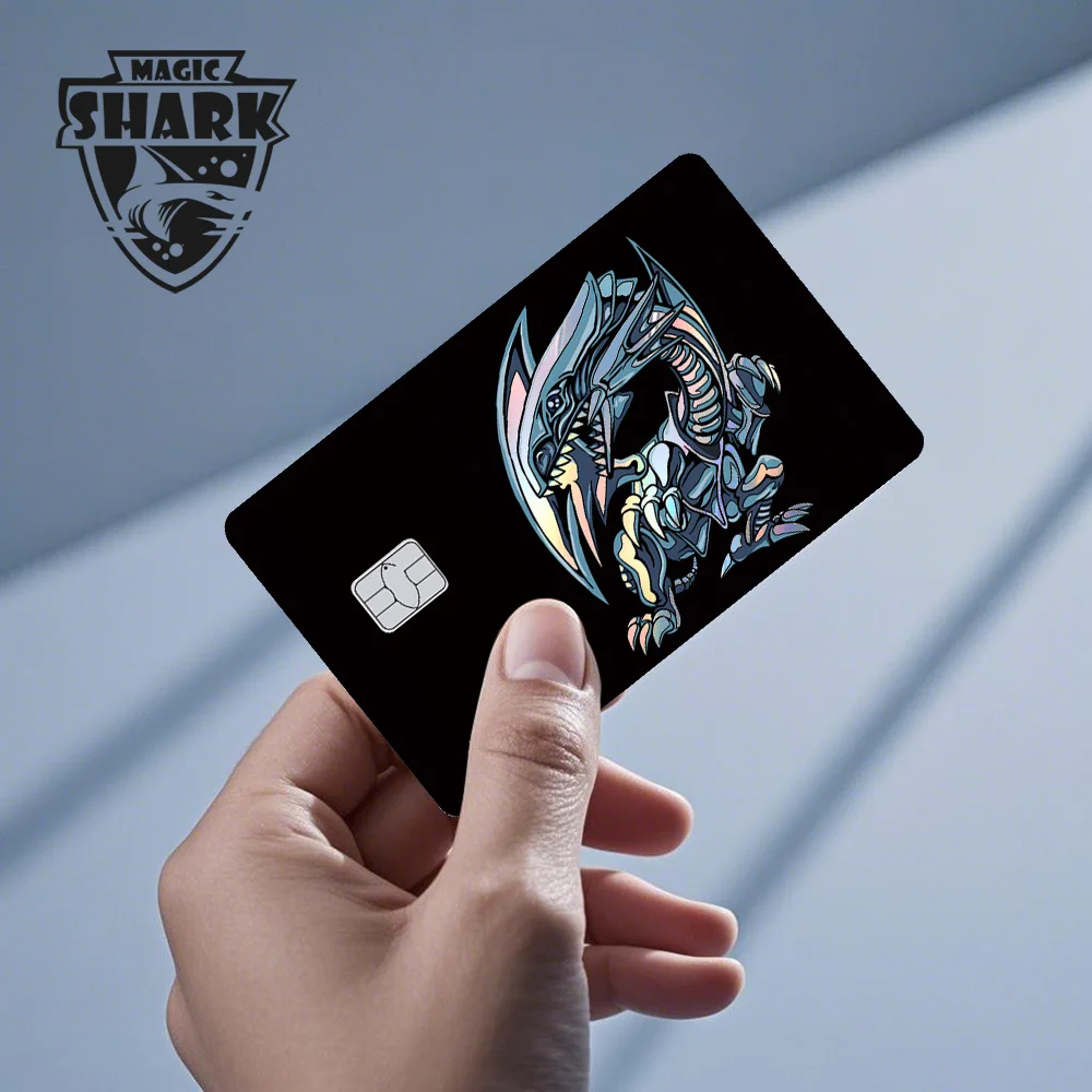 Magic Shark Blue Eyes Dragon Yo-gi-oh Game Shinny Laser Holographic Debit Credit Card Sticker Film Skin Front Cover view 6