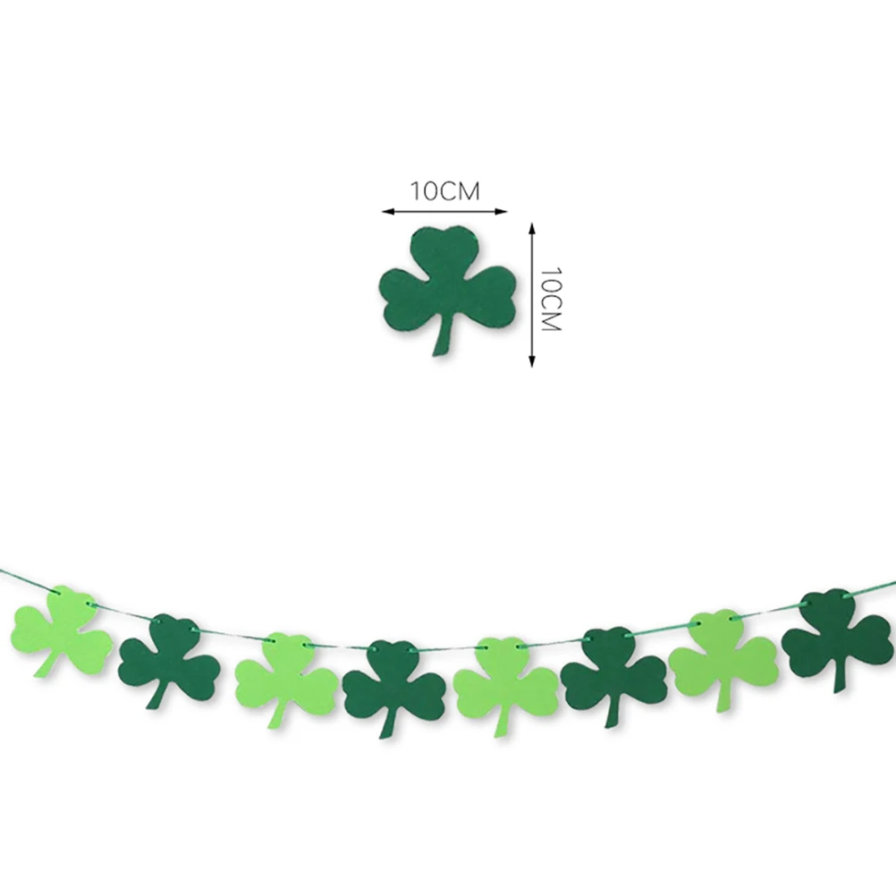 

Green Banner St Patrick'S Day Party Decoration Diy Supplies Non Woven Gradient Color Shamrock Garland For Wall
