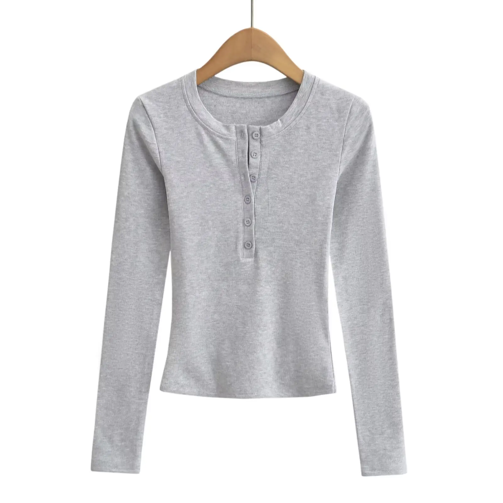 レディース スリムフィット 長袖 Tシャツ 春秋 カジュアル 裏起毛 ハーフボタン ストリートスタイル ベースレイヤー シャツ トップス