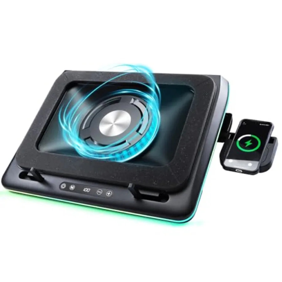

Compressed Air Laptop Cooling Pad with Wireless Charging RGB Cooling Stand for 14-inch and Above Laptops Powerful Turbo Fan Coo