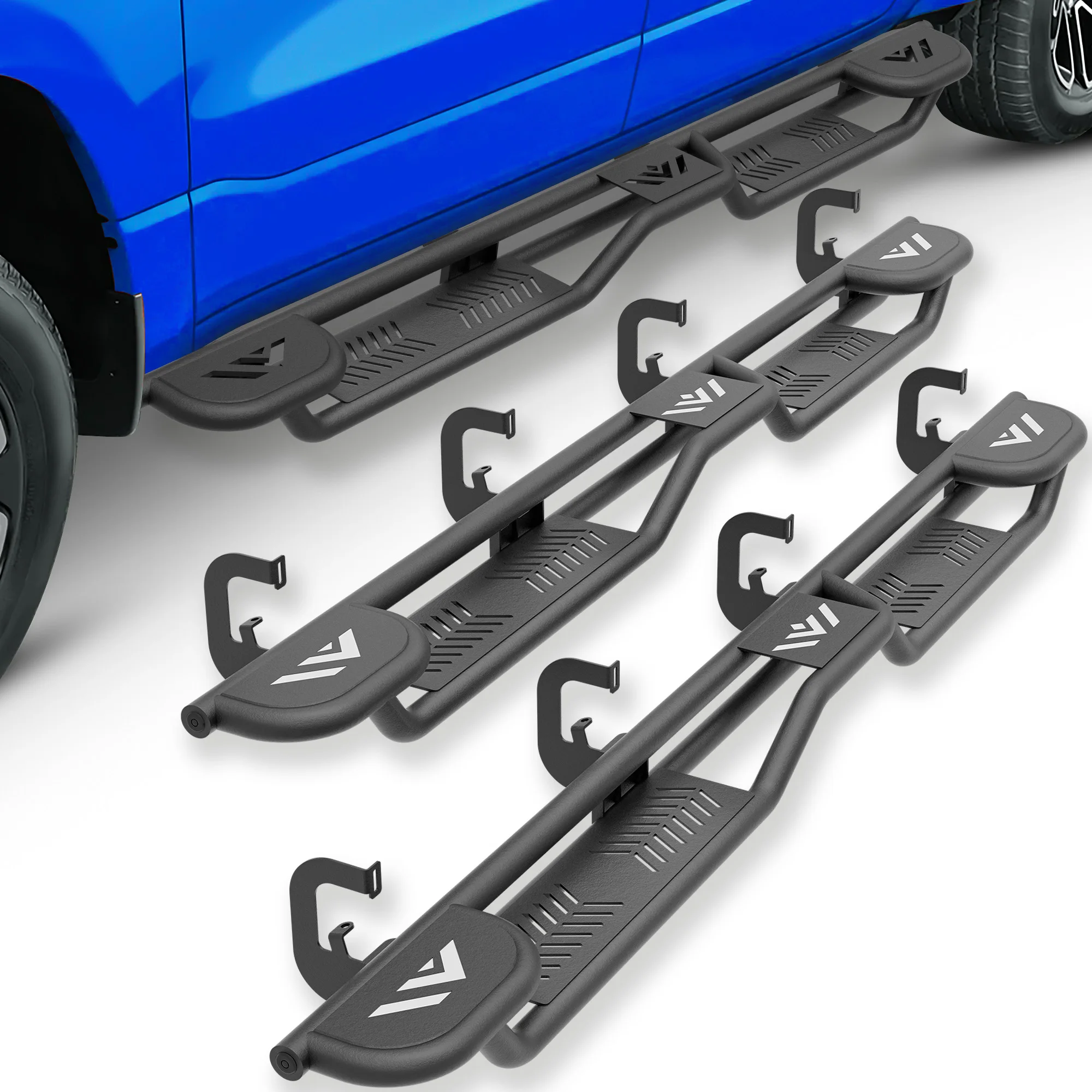 

Подножки с защитными порогами для Chevrolet Silverado и GMC Sierra 1500 HD, 2500 HD, 3500 HD CrewCab 2007-2019 годов выпуска