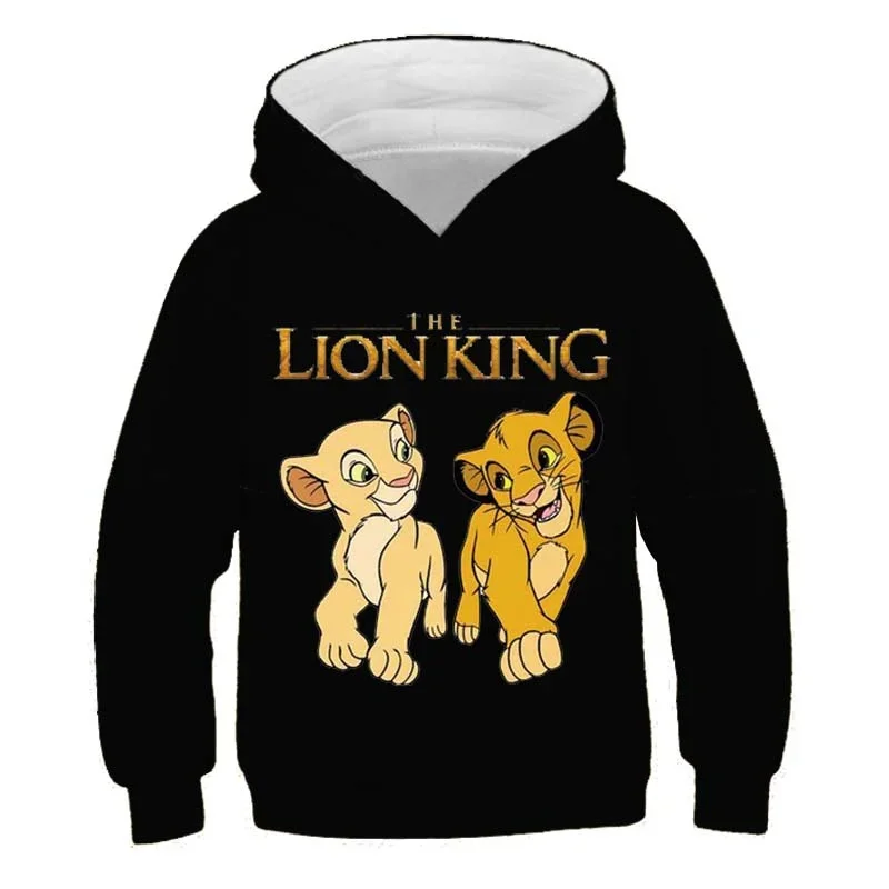 2022 New The Lion King Hoodies Boys Girls 2-16 Years Clothes Cotton Long Sleeeve Sweatshirts Cartoon Simba Casual Hooded Tops