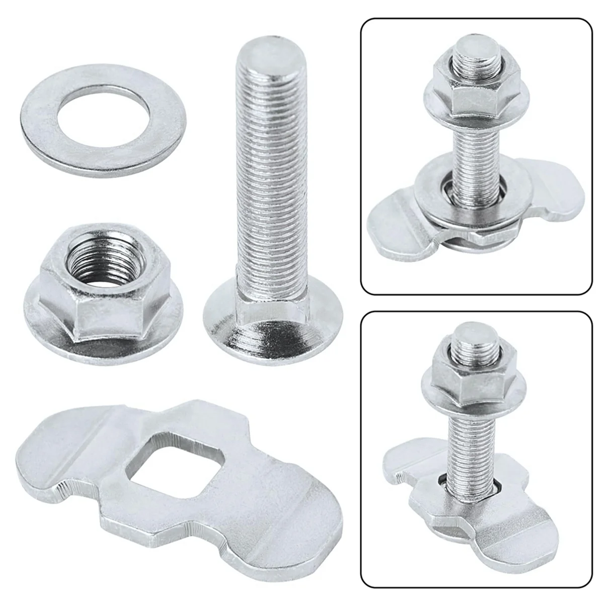 ABZV-L Track Threaded Stud Fittings L-Track Threaded Double Stud Lug Fitting Tie Down, Used with L Track Rails, Silver