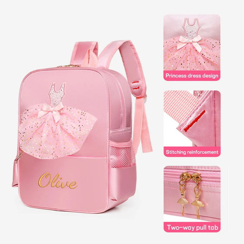 Embroidery Customization / Standard Double-Compartment Dance Backpack, Casual Backpack, Two Styles and Multiple Colors Available, Adjustable Shoulder Straps, Suitable for Commuting, Training, Ballet, Parties, Creative Gifts, Birthdays, Anniversaries, Back-To-School Season, Graduation Season - view 5