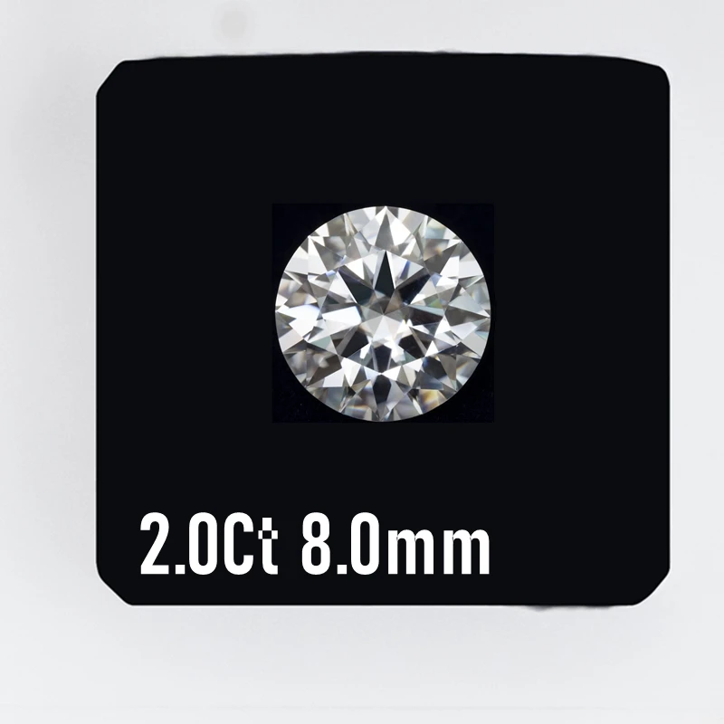 

Premium 8.0mm 2.0ct Moissanite Stone D Color Round Cut Moissanite Loose Gem Stones Pass Diamond Tester Wholesale Prices