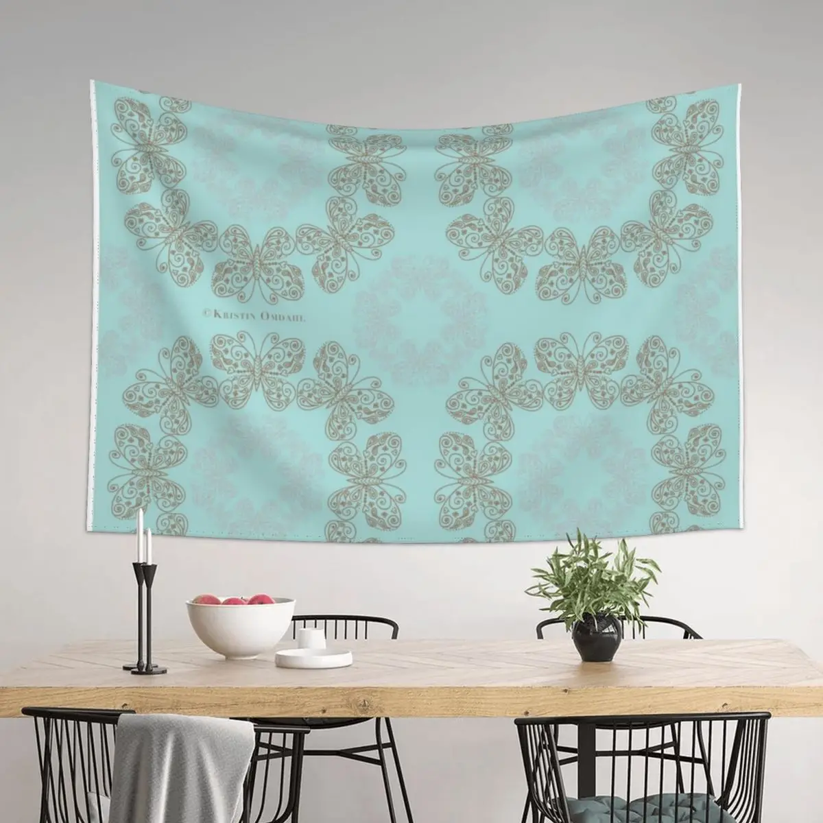

Gilded Rings of Butterflies Pale Cyan Green Tapestry Anime Decor Funny Decorative Paintings Home Decor Accessories Tapestry