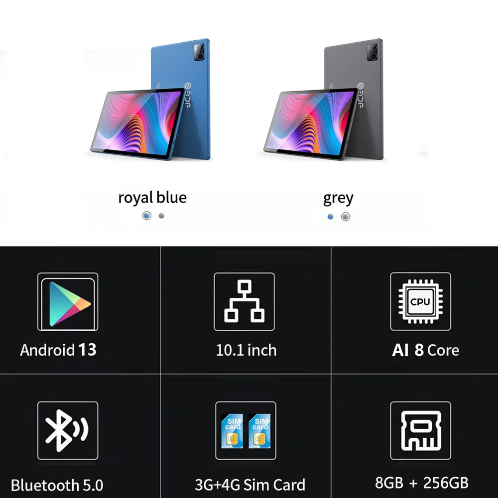 BDF P60 Tablet Pc 10.1 Inch 8GB RAM 256GB ROM Android 13 Octa Core 3G 4G LTE Double SIM Cards Global Version Google Tablets
