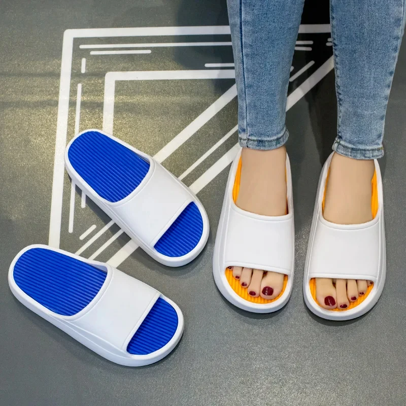 EVA Soft House Slippers, Beach Platform Heels, Women Kids Shower, Indoor Colorful Sandals, Summer Cute Cloud Home Slides, Men