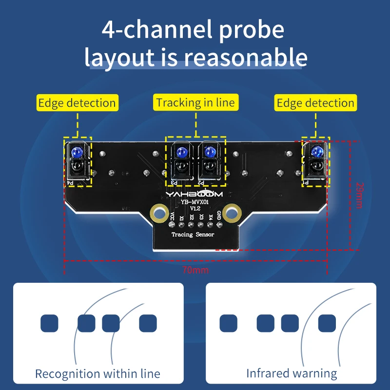 Módulo Sensor de Rastreamento Infravermelho de Alta Precisão 4 Canais IR Barrier Line Detection Board DIY para Smart Robot Projeto Eletrônico