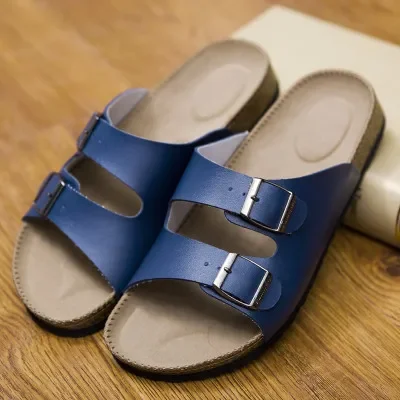 New Summer Beach Cork Slippers Sandals Casual Double Buckle Clogs Sandalias Women men Slip on Flip Flops Flats Shoes