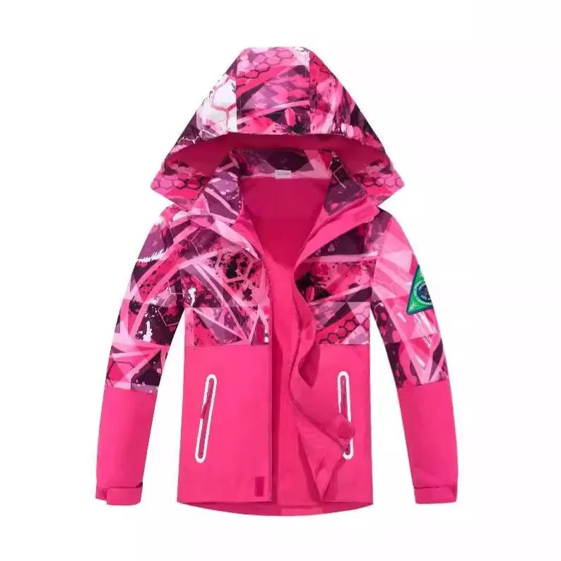 2025 Kids Waterproof Jacket Windbreaker with Hood Fleece Lined Breathable Outdoor Coat for Boys and Girls Children Clothing