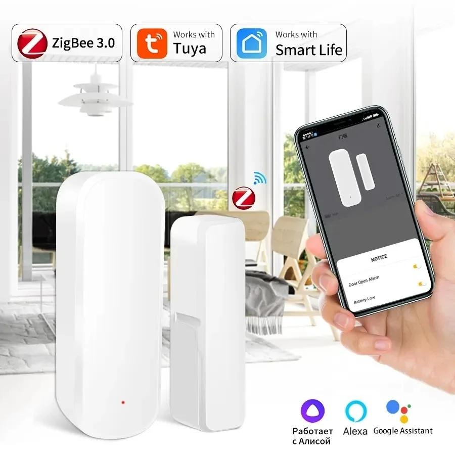 

Датчик двери Tuya Zigbee 3,0, мини-беспроводное соединение, детектор открытия и закрытия, домашняя безопасность, работа с Alexa Google Home, Яндекс Алиса