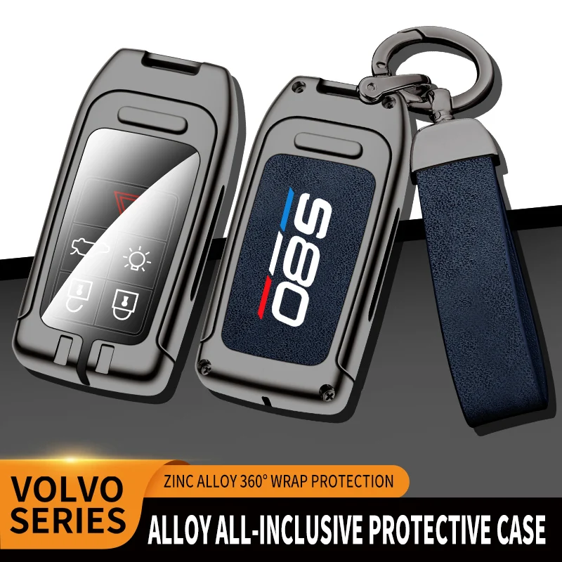 Car TPU Zinc Alloy Key Case Bag For Volvo S80 S60 S40 T5 T6 AWD Car Key Chain Metal Key Shell Interior Decoration Accessories