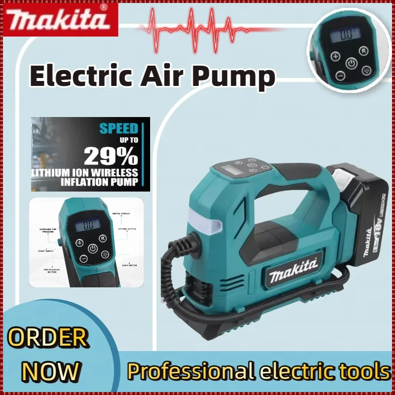 

Makita Cordless Portable Tire Inflator with Digital Display Screen for Cars and Motorcycles Lithium Ion Mobile Cordless Inflator