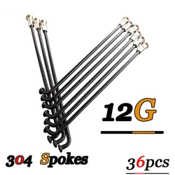 36 Pcs Bicycle Spokes & Nut 12G(2.55mm)108/112/127/136/176/200/202/211/213/225MM Bike 304 Stainless Steel Electric DELT