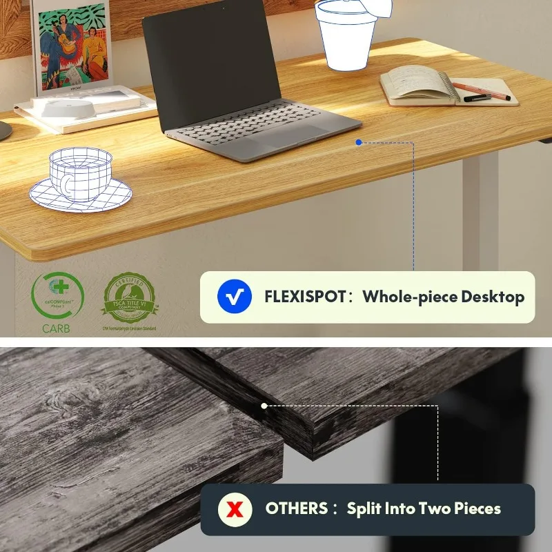 FLEXISPOT 스탠딩 데스크, 높이 조절 가능, 일체형 책상, 전기 스탠드업 책상, 가정 사무실 테이블, 48x24 인치