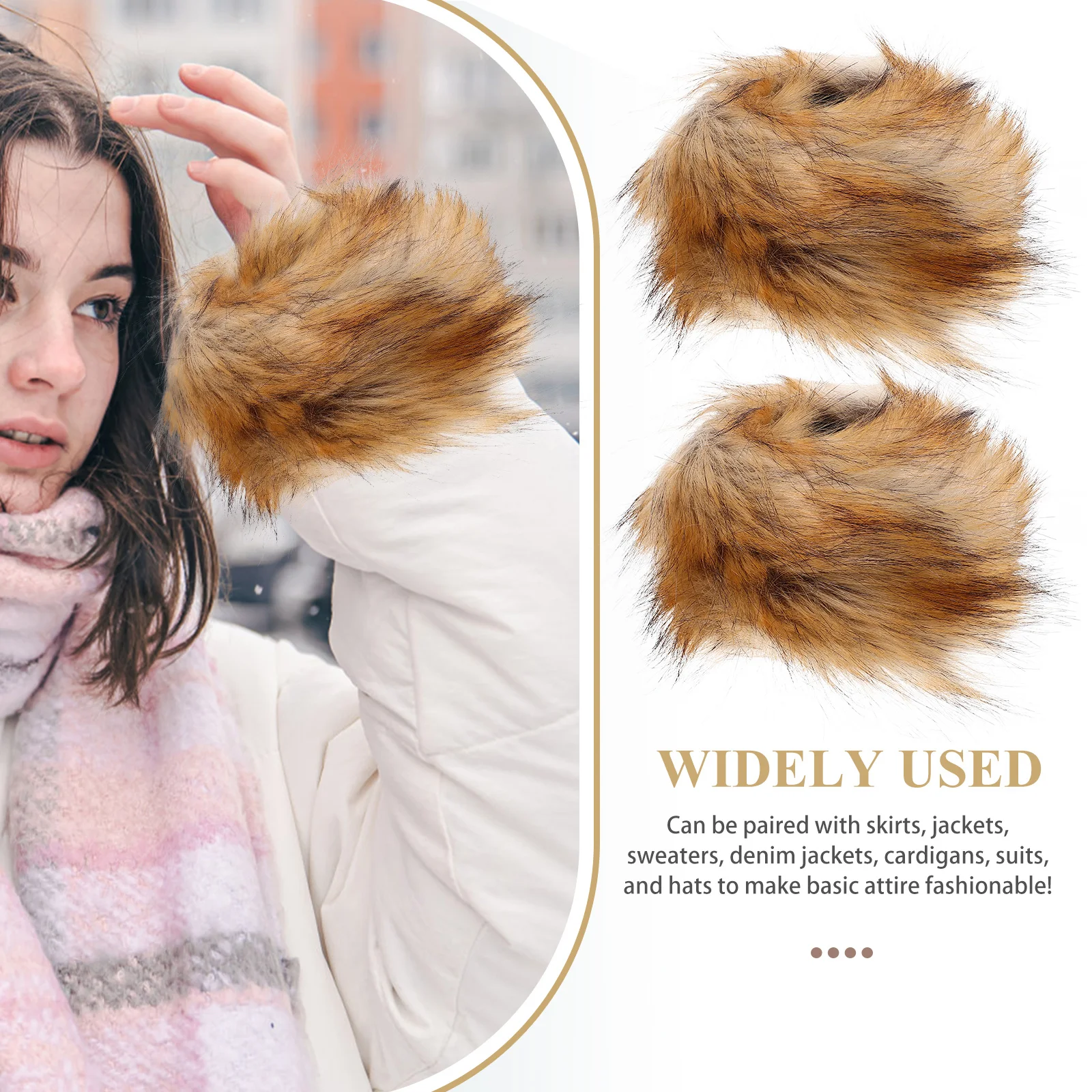 

2 Pcs Warm Furry Wrist Guards Bands Women Warmers Fuzzy Cuffs for Wrists Outdoor Man