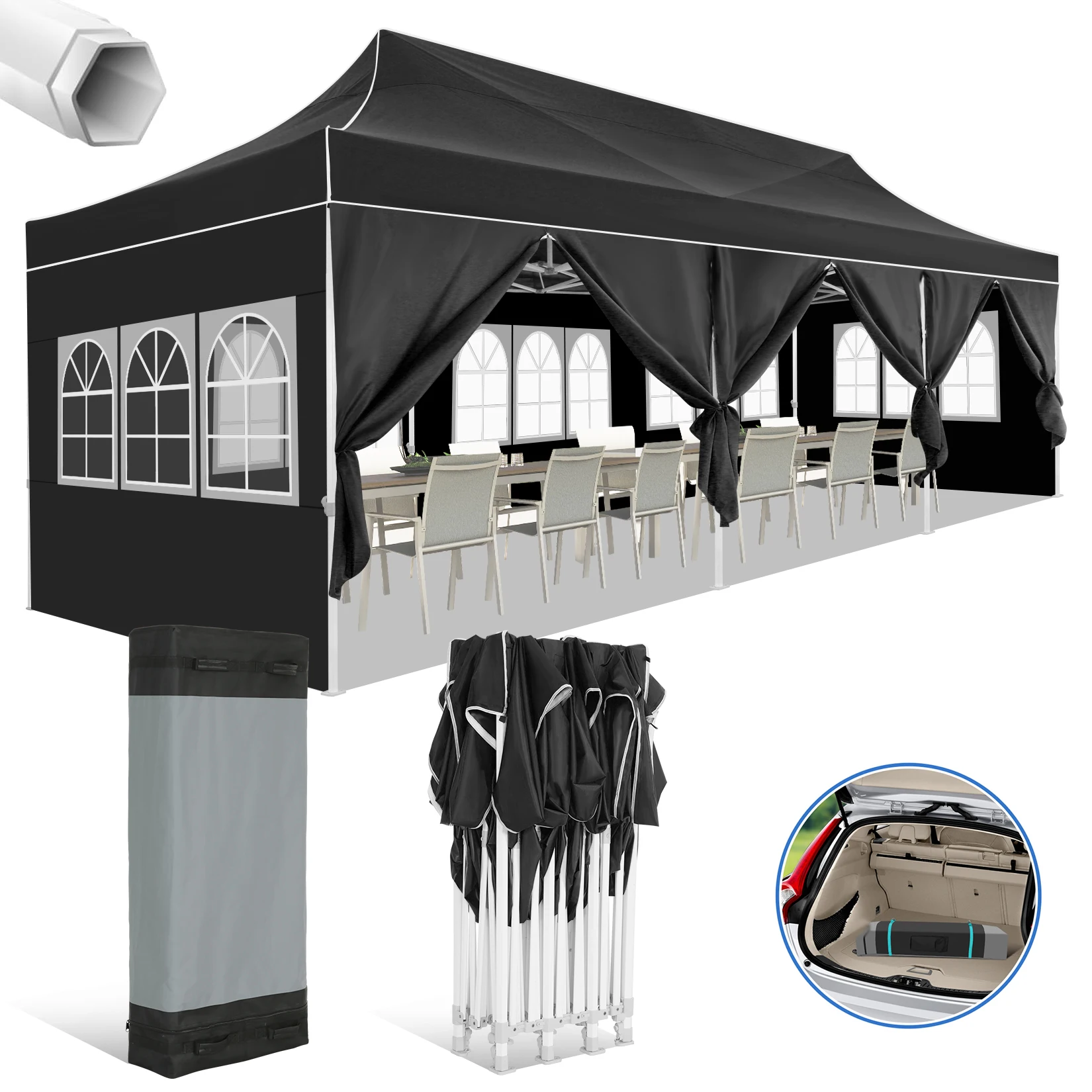 Tents for Parties 10x30 Heavy Duty Pop Up Canopy Tent with 8 Sidewalls, Commercial Party Tent Event Wedding Instant Canopy