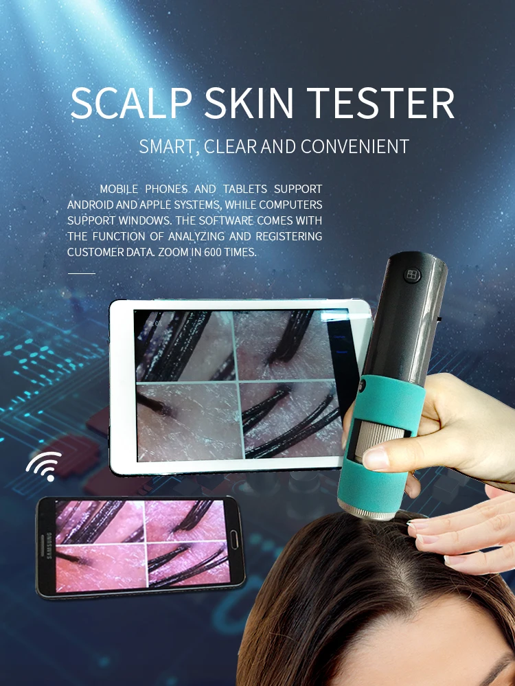 Suitable For A Variety Of System 600X Handheld Mini Scalp Analyzer Wireless Access To Mobile Phone And Tablet